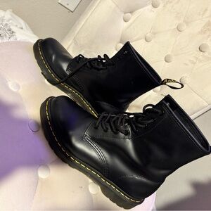 Dr. Martens Black AirWait with Yellow Stitching